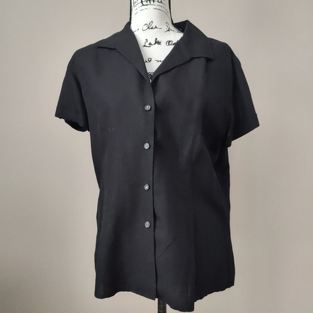 New York & Company Button Front Short Sleeve Top